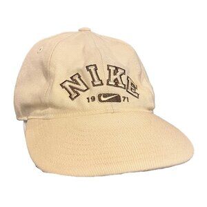 Vintage 90s Nike Air Swoosh Beige Wool Fitted 7 1/4 Hat Cap Beige Worn
